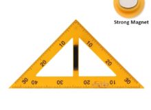 Orange Math Geometry Set Teacher Aids Magnetic Triangle Protractor Ruler Compasses (2)