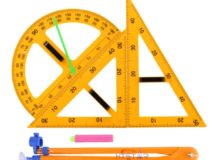 Orange Math Geometry Set Teacher Aids Magnetic Triangle Protractor Ruler Compasses 