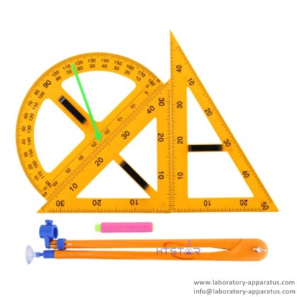 Orange Math Geometry Set Teacher Aids Magnetic Triangle Protractor Ruler Compasses